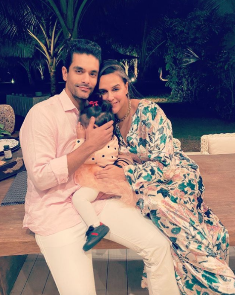 Neha Dhupia, Angad Bedi and Mehr Dhupia Bedi